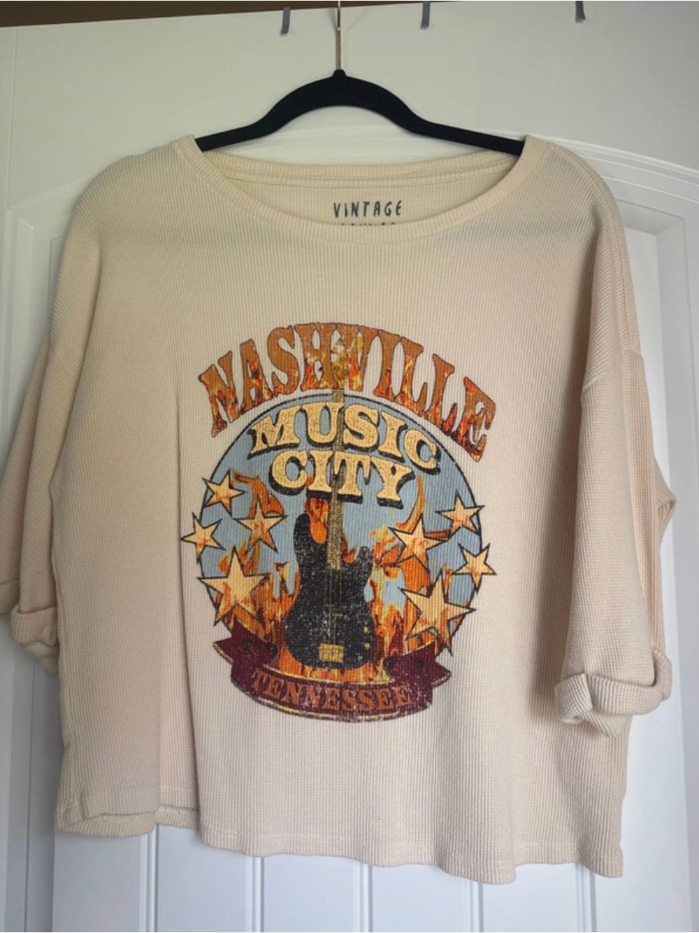 Women’s Vintage Tees Cream Nashville Music City Graphic Tee